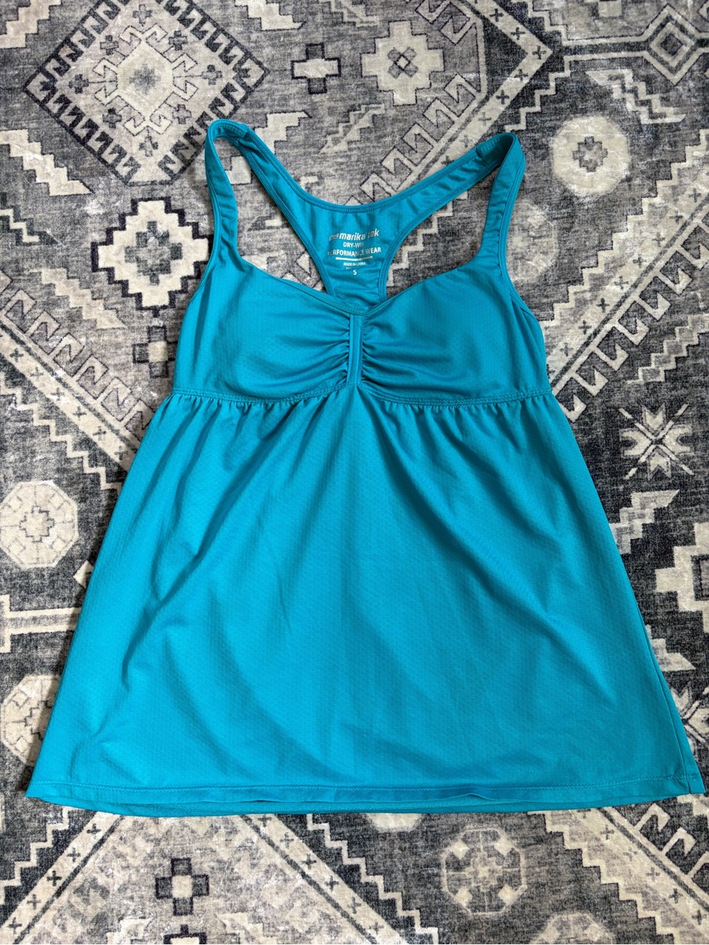 Marika Tek Dry-Wik Performance Wear bright Turquoise Tank Top Size S